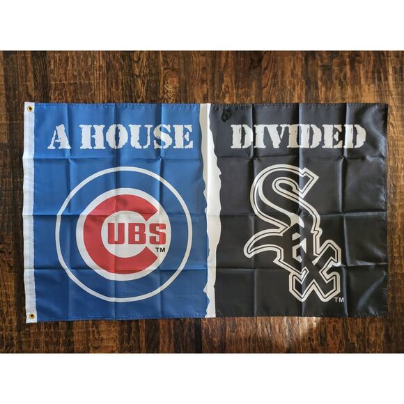 A House Divided Chicago Cubs White Sox Flag Banner New 3x5 Ft Mancave Garage - Picture 2 of 6
